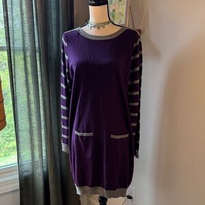 Purple Sweater Dress with and Gray Accents